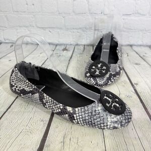 Tory Burch Reva Flats Women Size 10 Animal Print Snake Loafer Ballet Preppy